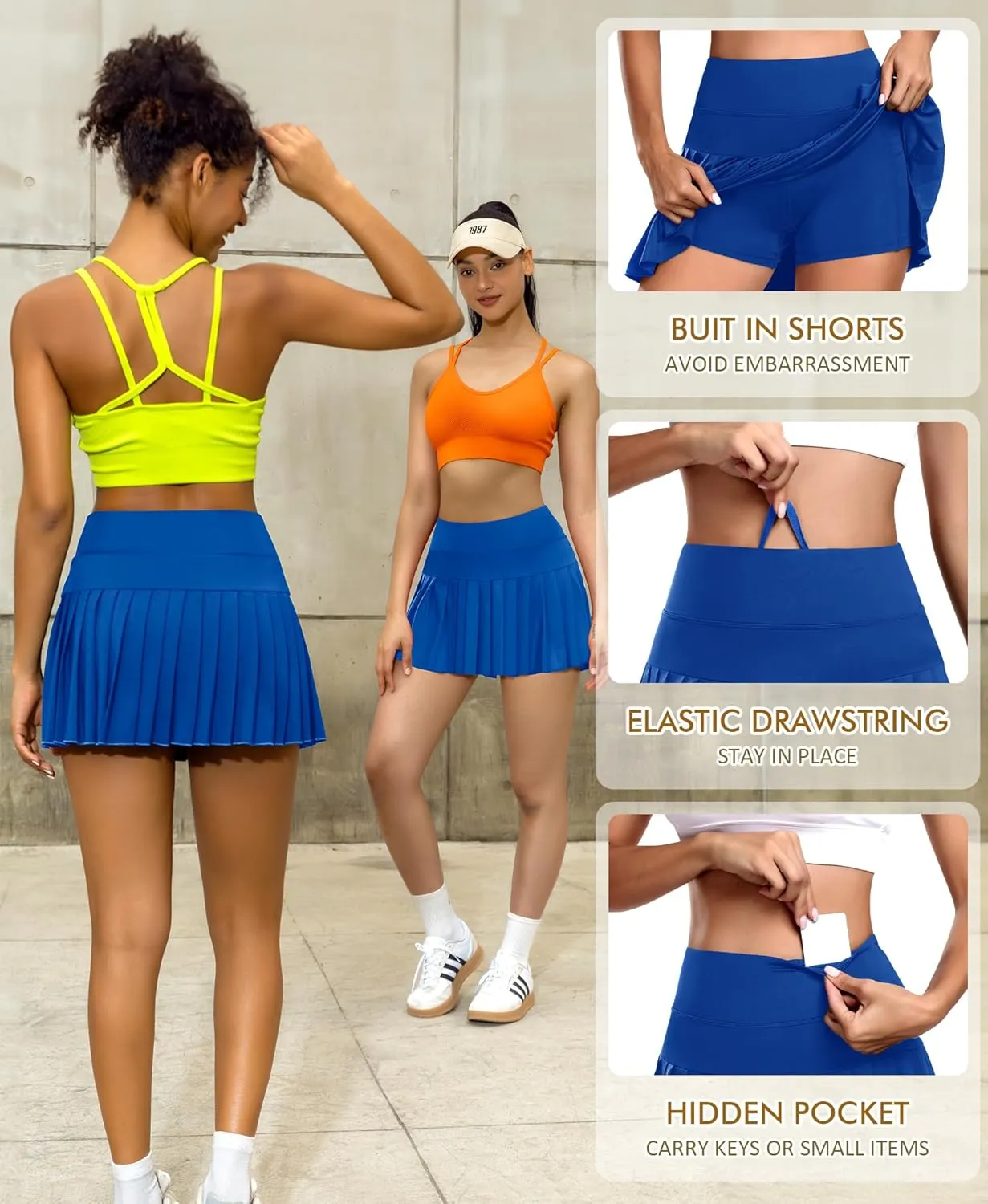 JoyGirl Pleated Tennis Skirt for Women with Shorts Athletic Golf Skort Workout Running Sports Skirts Skorts with Pockets
