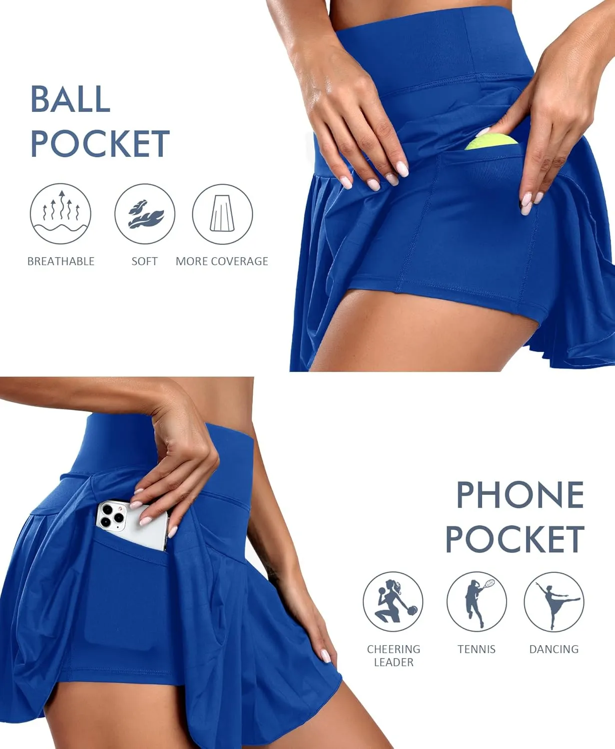 JoyGirl Pleated Tennis Skirt for Women with Shorts Athletic Golf Skort Workout Running Sports Skirts Skorts with Pockets
