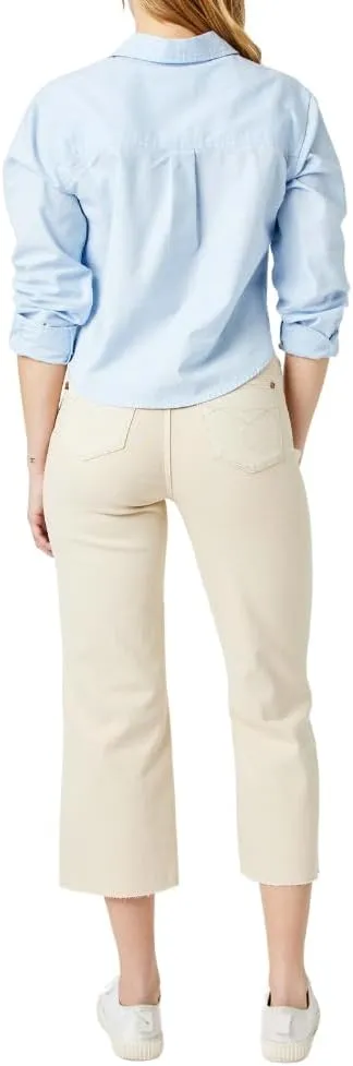 Judy Blue High Waist Off White Garment Dye Crop Wide Leg