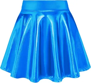 KEREDA Girls Metallic Skater Skirts Shiny Flared Holographic Skort
