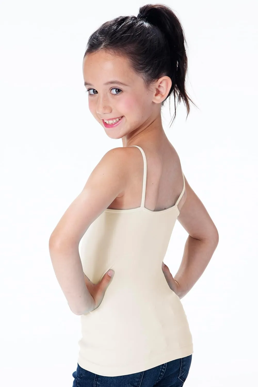 Kurve Girls Sleeveless Tank Top  Stretch Undershirts Cami Camisole, UV Protective Fabric, Rated UPF 50  (Made in USA)