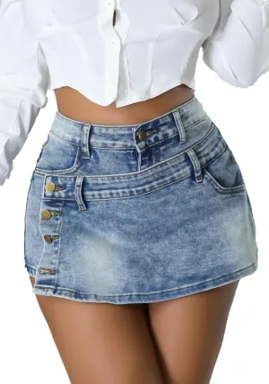 LAJIOJIO Denim Cargo Skirt for Women,Causal Y2K High Waisted Jean Short Mini Skorts with Pockets