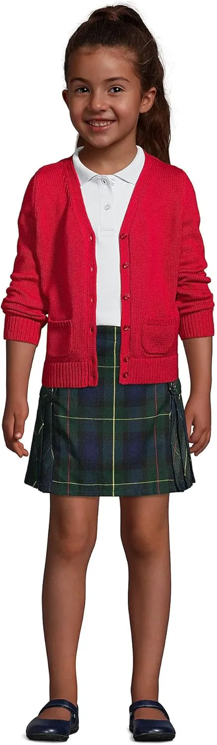 Lands' End School Uniform Girls Side Pleat Plaid Skort Above Knee