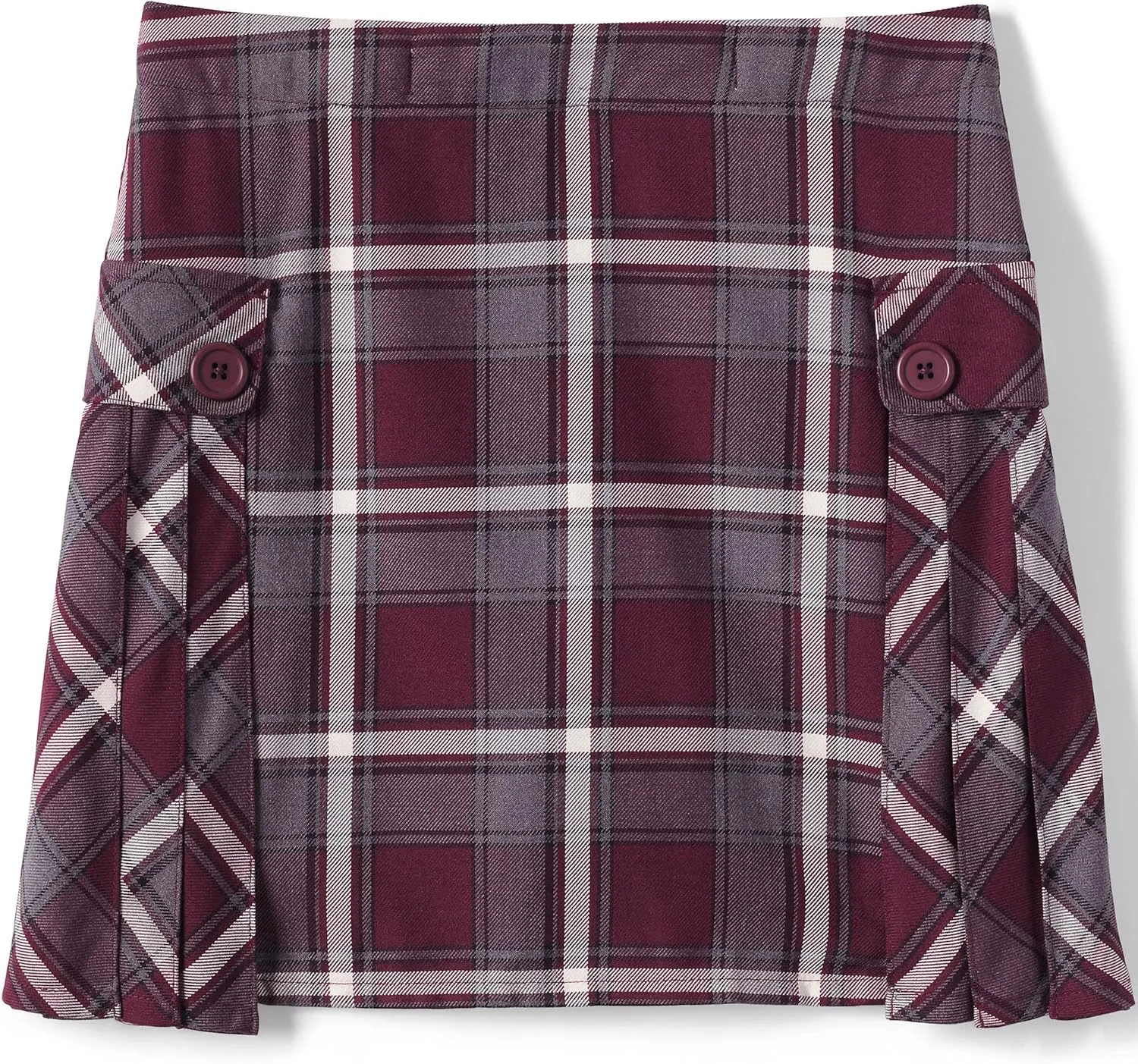 Lands' End School Uniform Girls Side Pleat Plaid Skort Above Knee