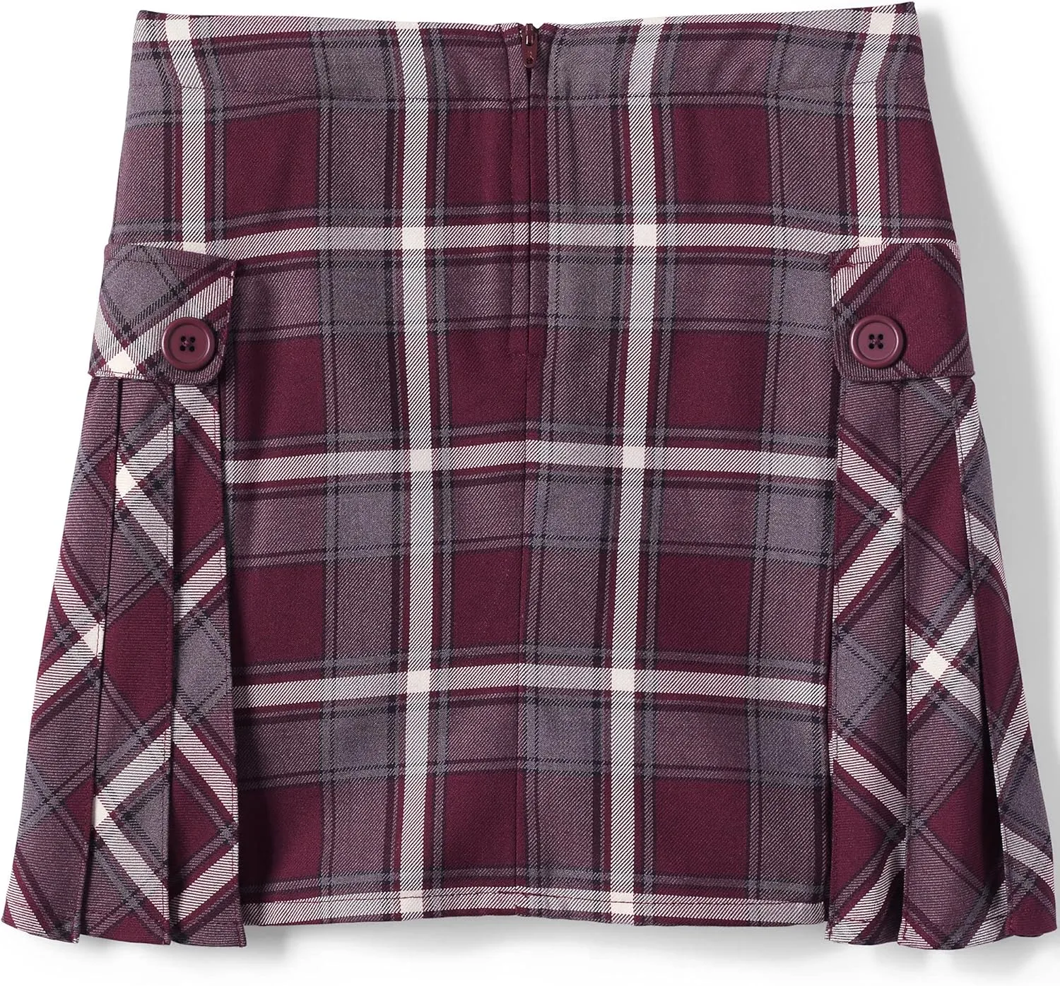 Lands' End School Uniform Girls Side Pleat Plaid Skort Above Knee