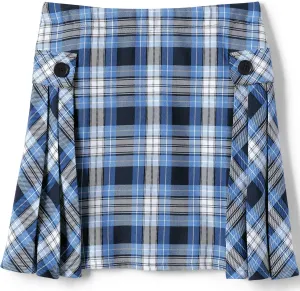 Lands' End School Uniform Girls Side Pleat Plaid Skort Above Knee