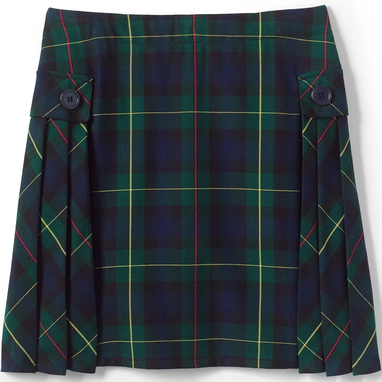 Lands' End School Uniform Girls Side Pleat Plaid Skort Above Knee