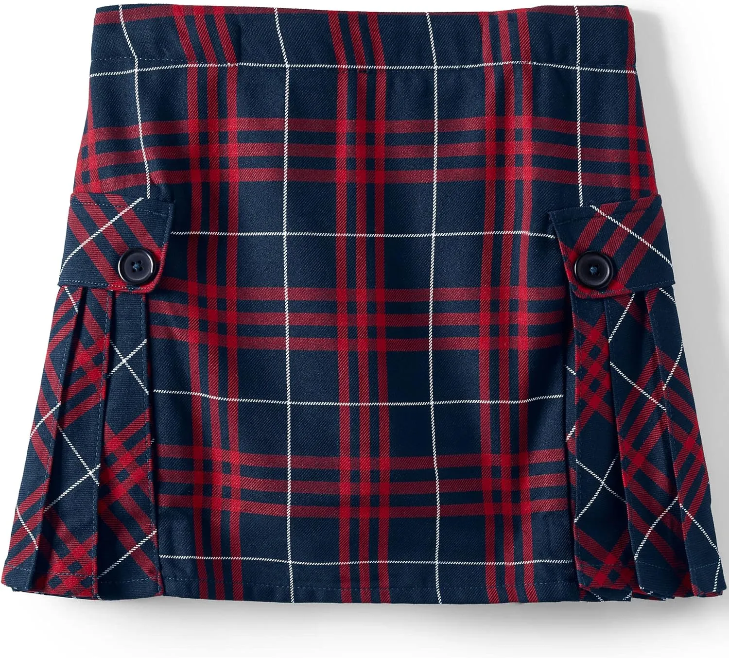Lands' End School Uniform Girls Side Pleat Plaid Skort Above Knee
