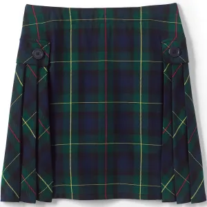 Lands' End School Uniform Girls Side Pleat Plaid Skort Above Knee