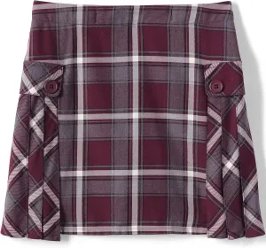 Lands' End School Uniform Girls Slim Side Pleat Plaid Skort Above Knee