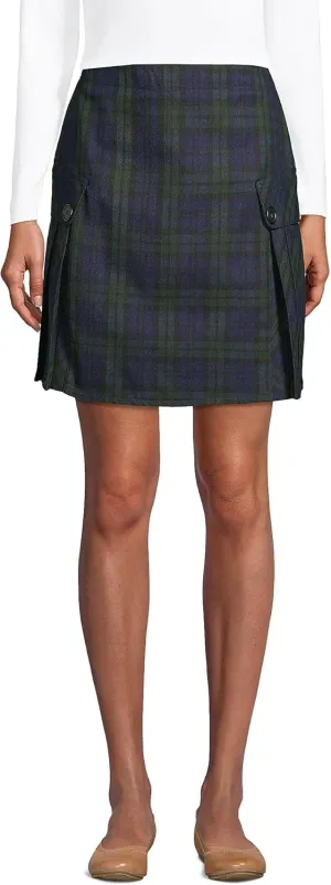 Lands' End School Uniform Young Women's Side Pleat Plaid Skort Above The Knee