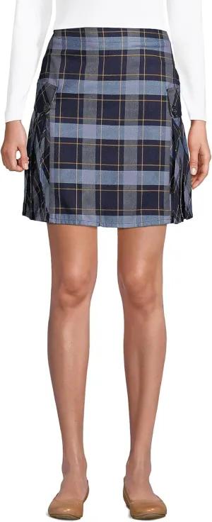 Lands' End School Uniform Young Women's Side Pleat Plaid Skort Above The Knee