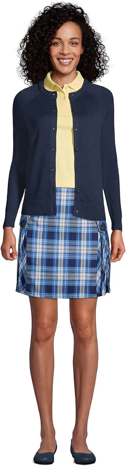 Lands' End School Uniform Young Women's Side Pleat Plaid Skort Above The Knee