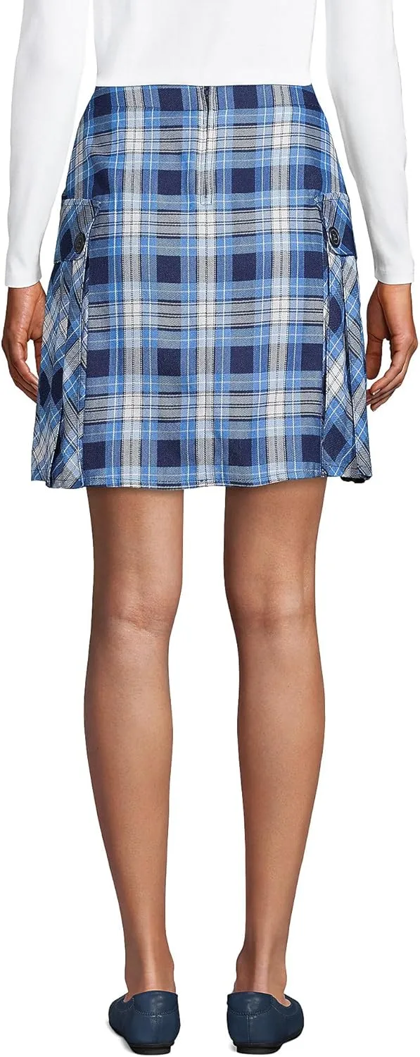 Lands' End School Uniform Young Women's Side Pleat Plaid Skort Above The Knee