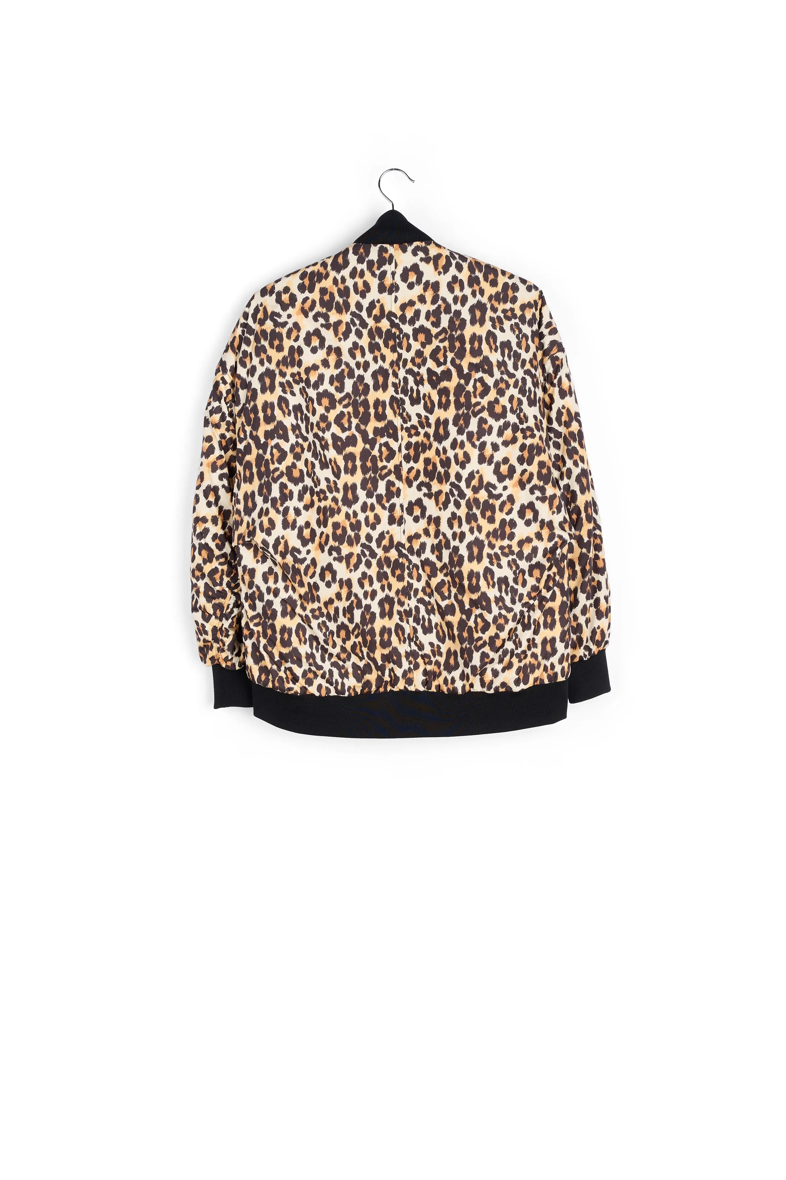 Leopard-print oversized bomber jacket