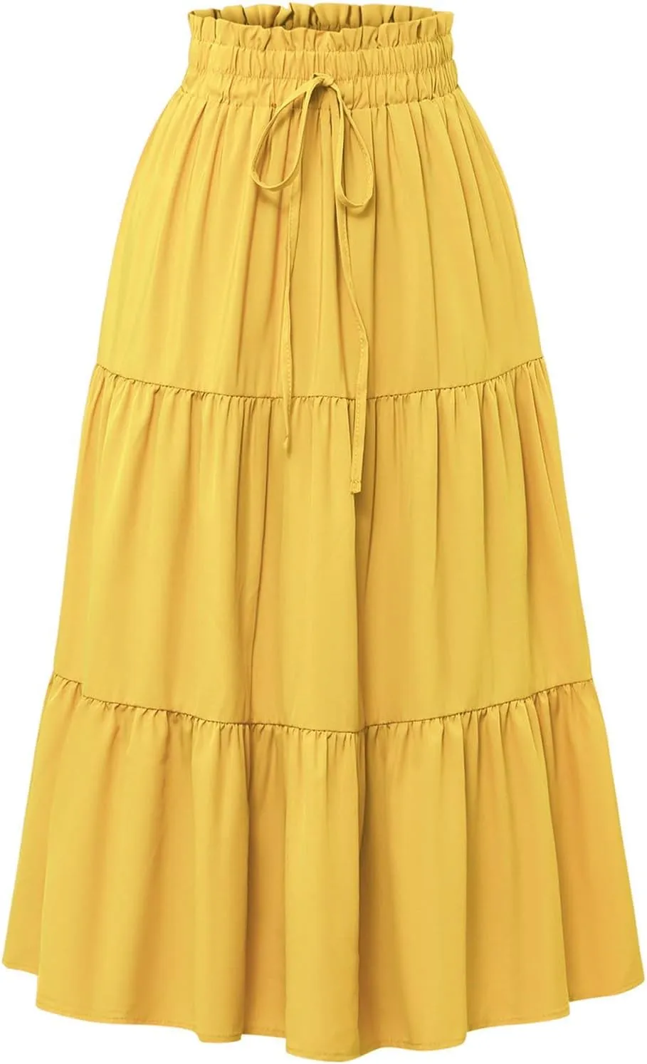 Long Skirts for Women Floral Drawstring Boho Tiered Maxi Skirt Beach A Line Midi Skirt Summer Bohemian Skirts