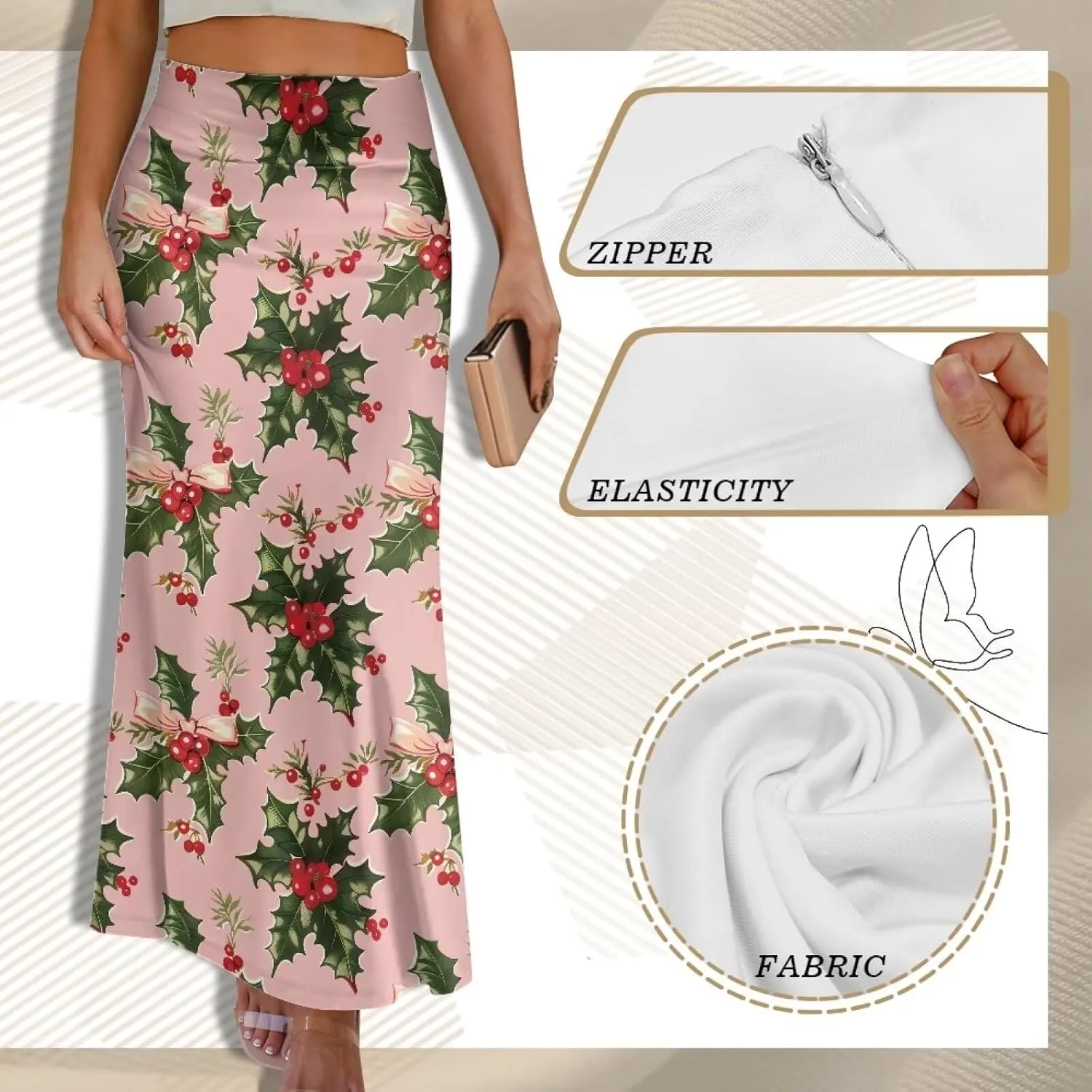 Long Skirts for Women High Waisted A-Line Stretchy Maxi Skirt Flared Casual Ruffle Hem Skirt Party Wedding Skirts