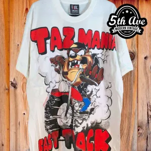 Looney Tunes Taz-Mania Fast Track - AOP all over print New Vintage Animation T shirt