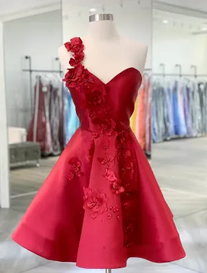 Luolandi A-Line Homecoming Dresses Backless Dress Holiday Short / Mini Sleeveless One Shoulder Satin