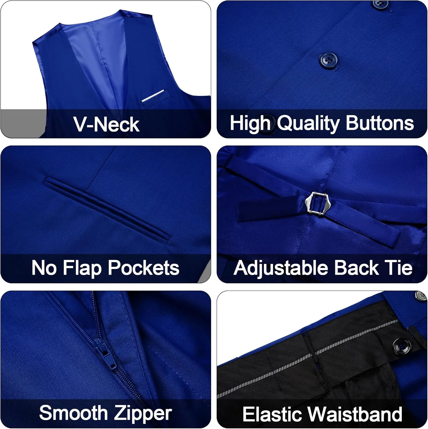 MAGE MALE Men's 3 Pieces Suit Elegant Solid One Button Slim Fit Single Breasted Party Blazer Vest Pants Set