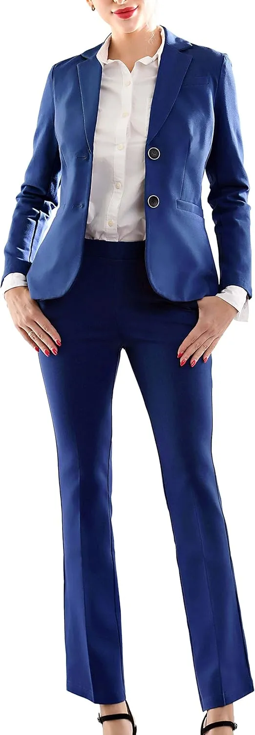 Marycrafts Women's 2 Buttons Business Blazer Pant Suit Set for Work