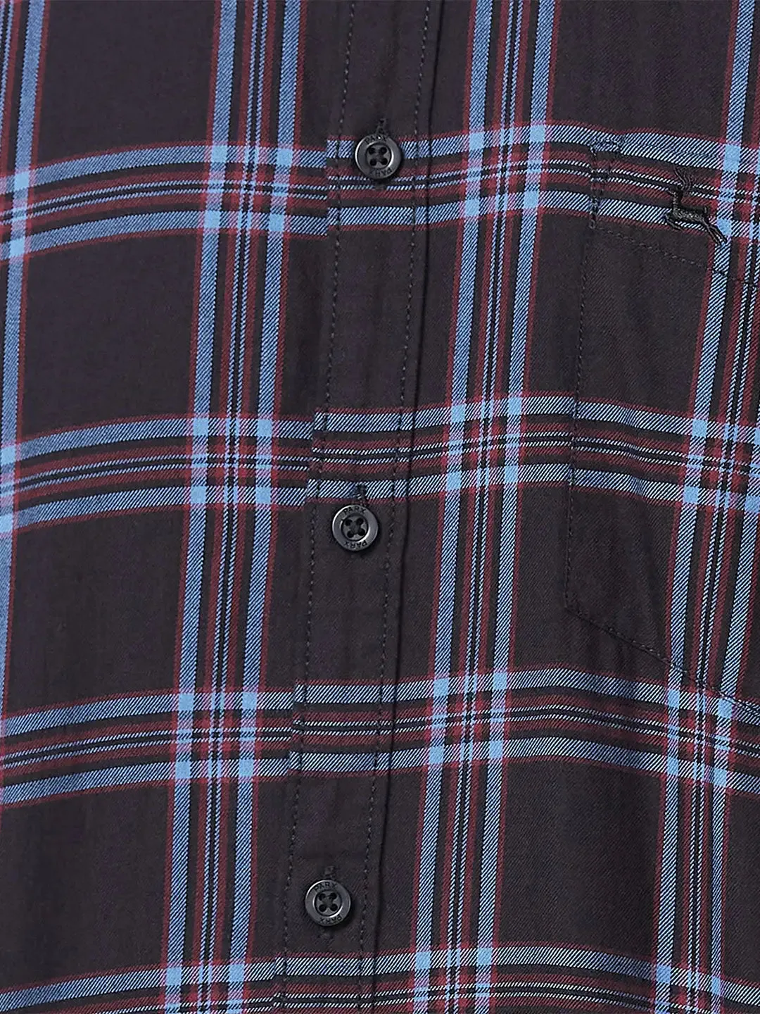 Men Black Slim Fit Checks Cotton Full Sleeve Shirts