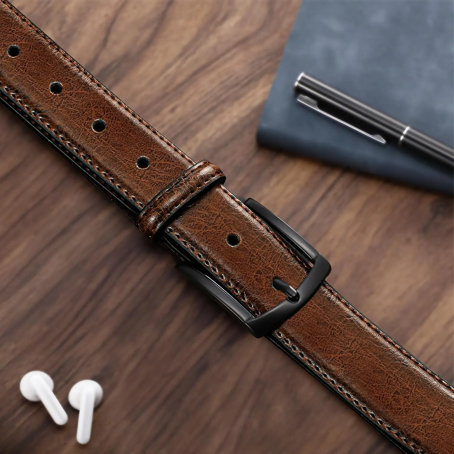 Men's Belt Genuine Leather Belt for Men Dress Casual Golf Jeans Pants 1 3/8"
