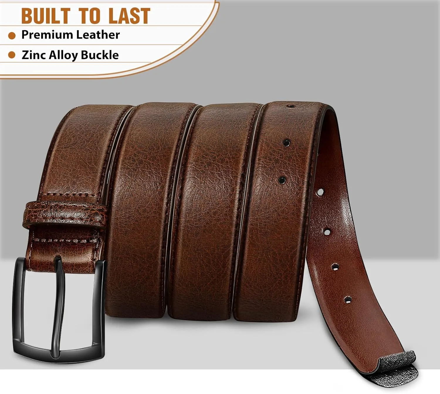 Men's Belt Genuine Leather Belt for Men Dress Casual Golf Jeans Pants 1 3/8"