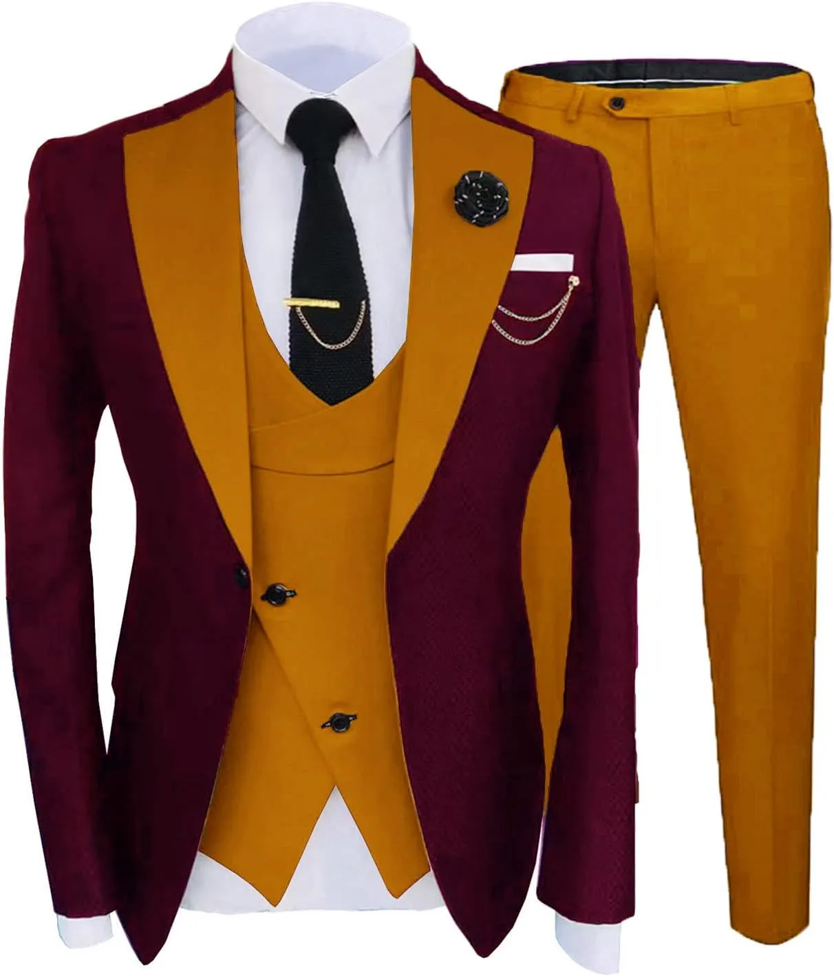 Mens Fashion Slim Fit 3 Piece Suits 2024 Elegant Party Blazer Vest Pants Set EXZ089