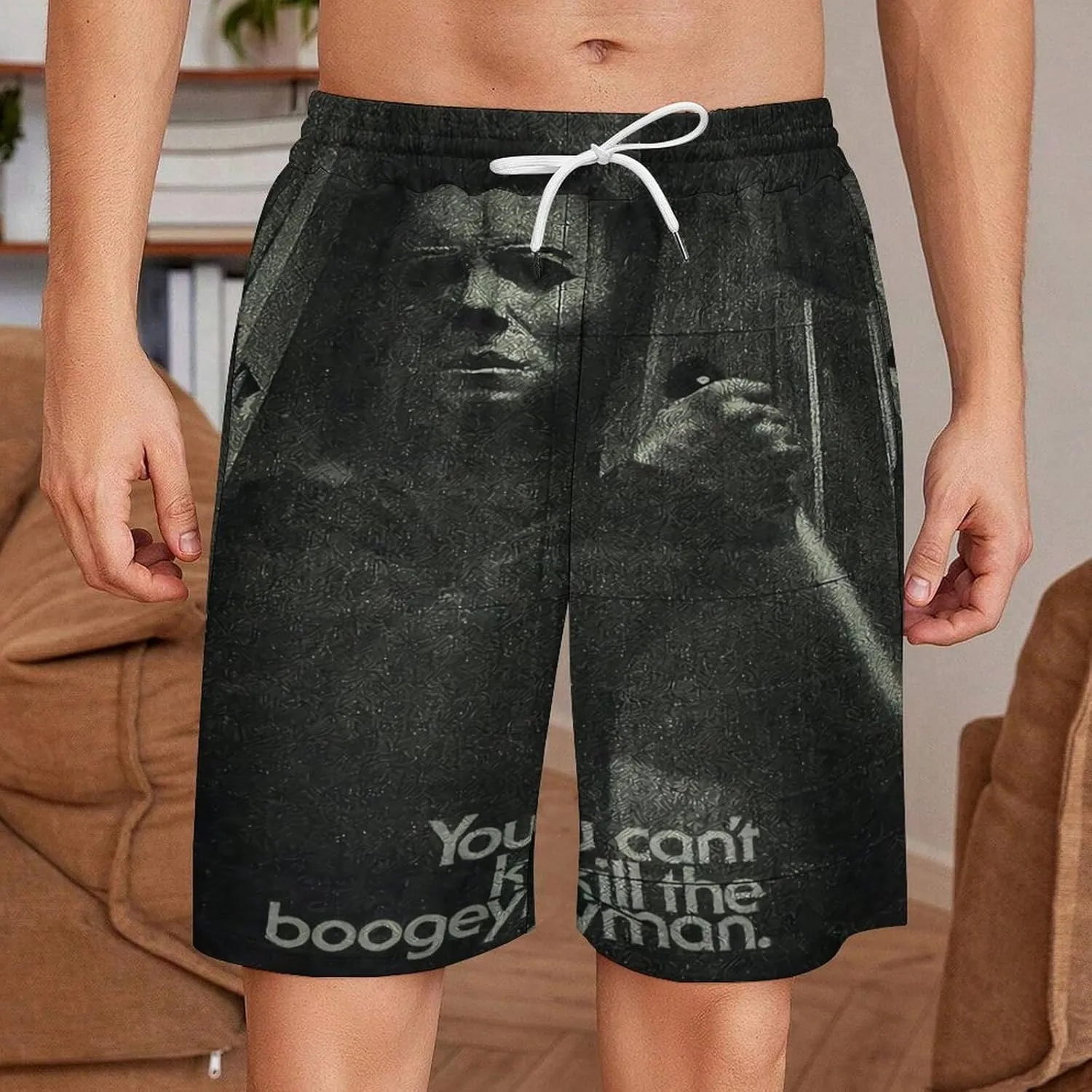 Men's Short Sweatpants Halloween Michael Myers Beachwear Hawaiian Short Pants Swimsuits Beach Shorts with Pockets