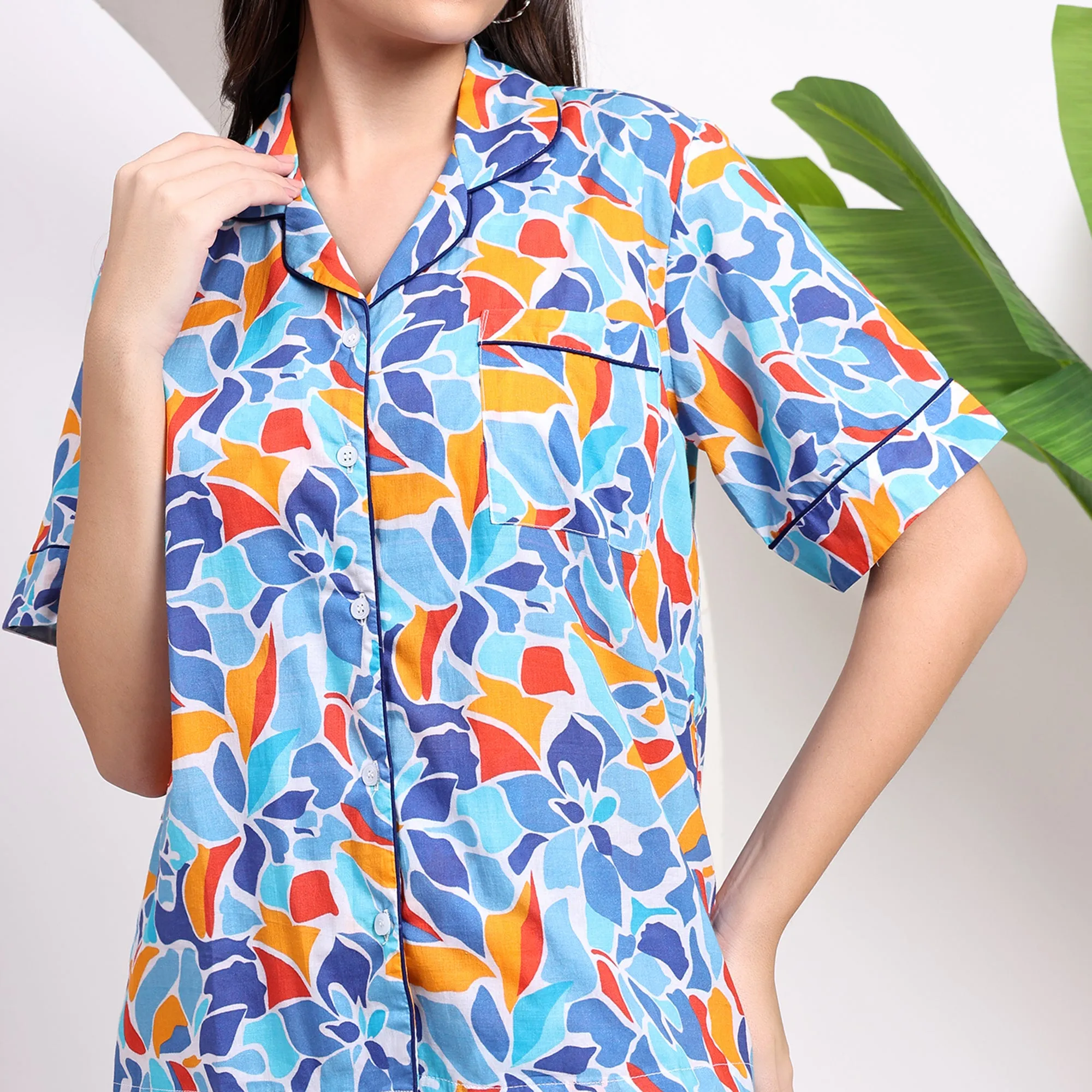 Modern Vibes - Blue Cotton Shorts for A Stylish look