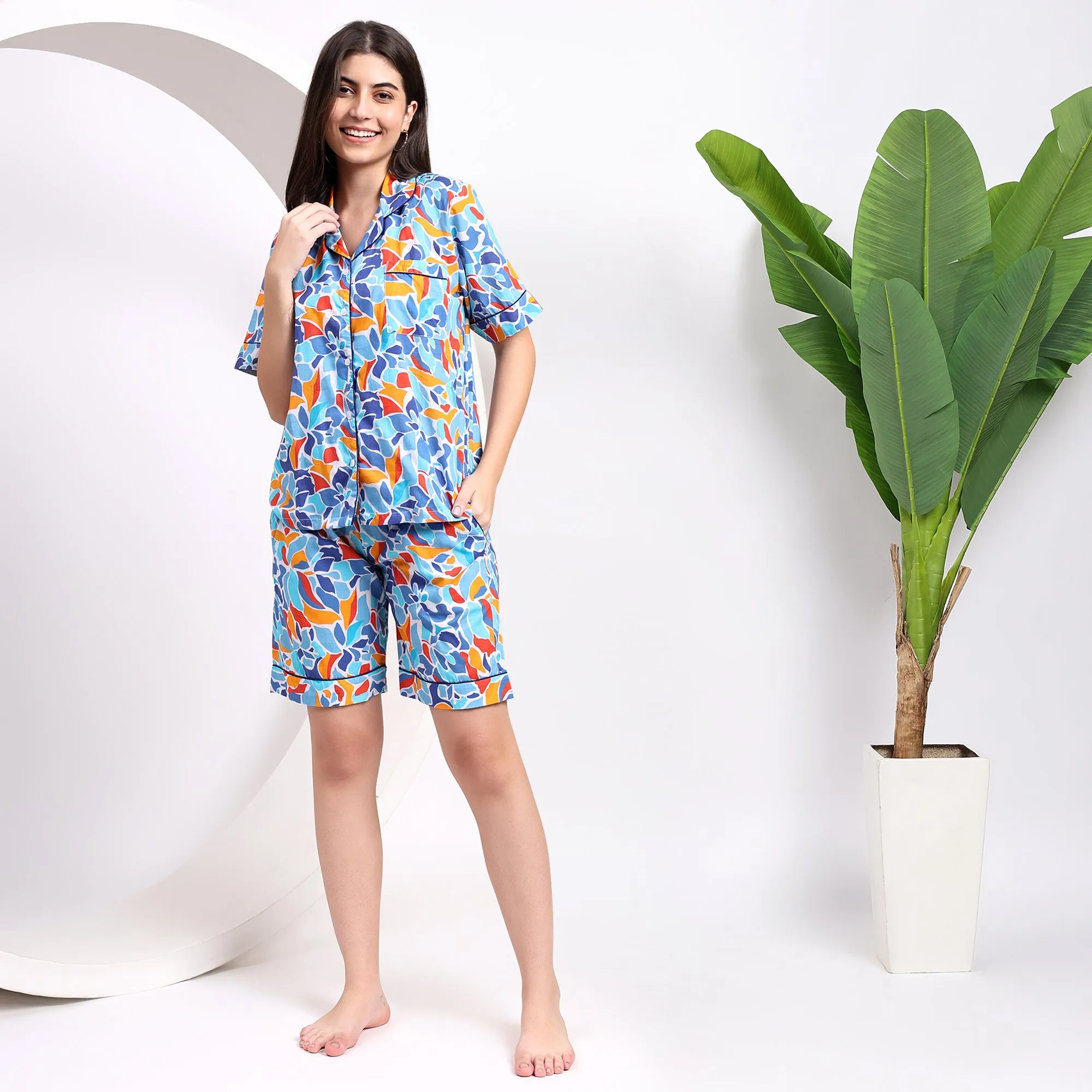 Modern Vibes - Blue Cotton Shorts for A Stylish look