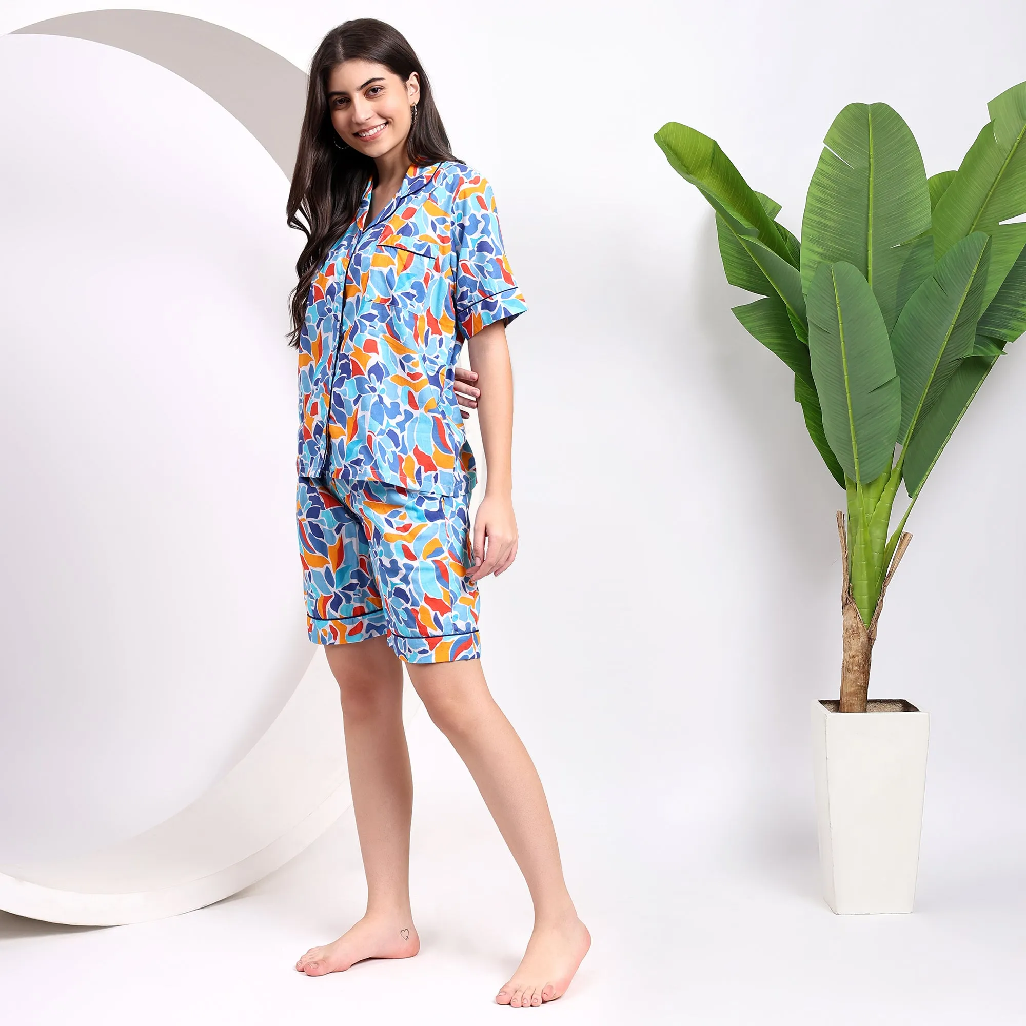 Modern Vibes - Blue Cotton Shorts for A Stylish look