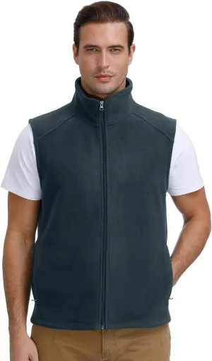 MOHEEN Men's Fleece Vest Outdoor Full Zip Softshell Sleeveless Jacket with Pockets