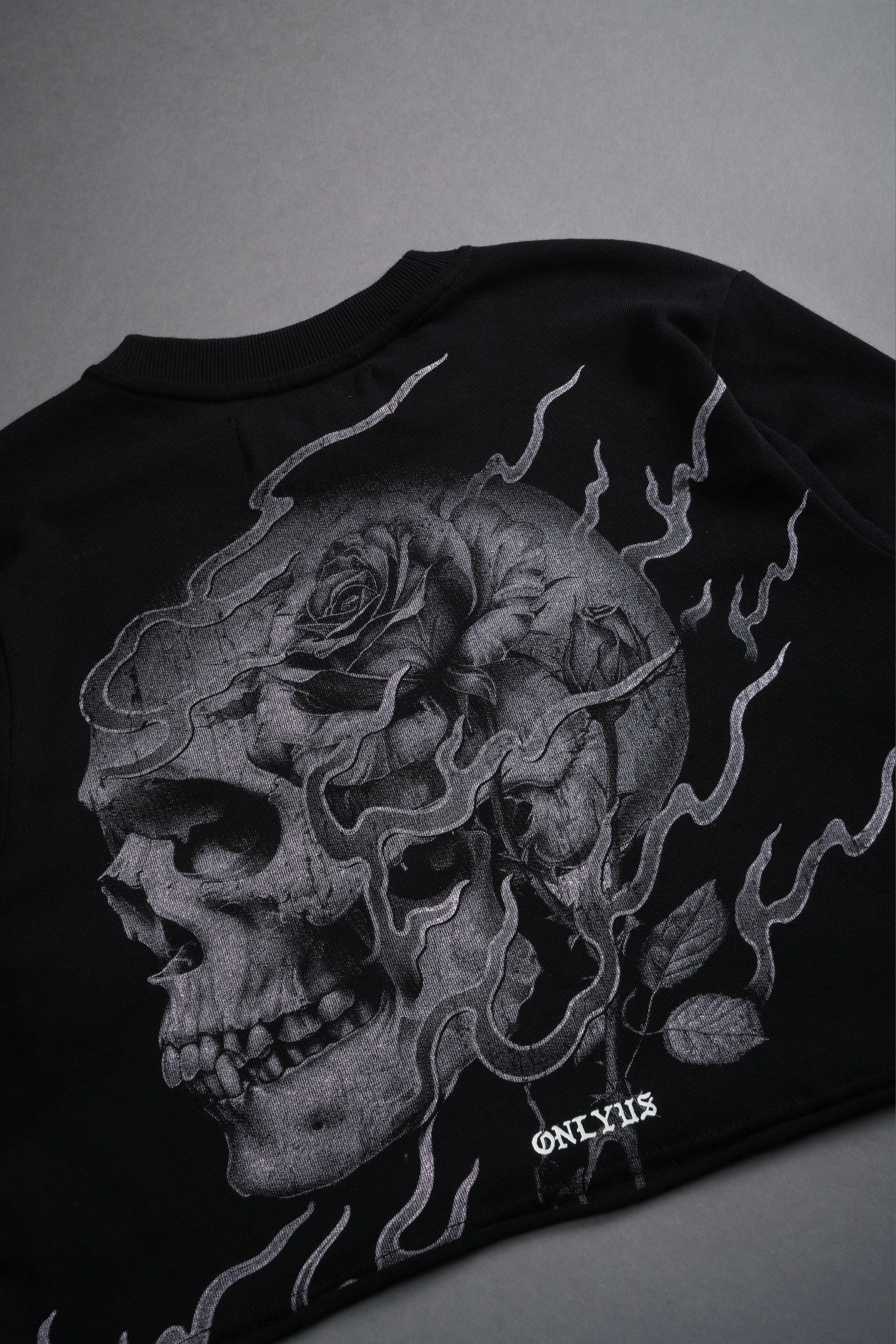 Mori Among Roses "Premium" (Cropped) Tee in Black