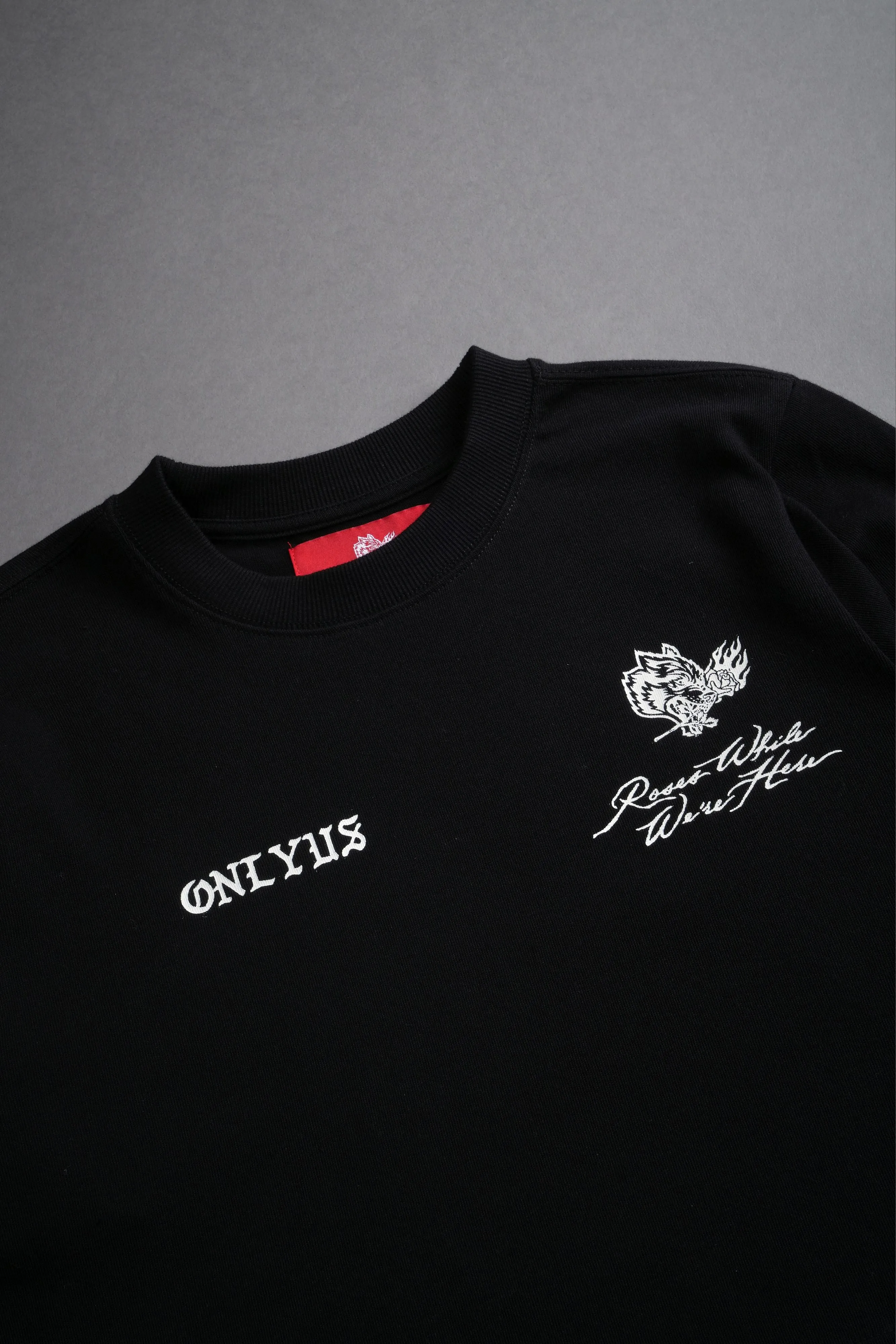 Mori Among Roses "Premium" (Cropped) Tee in Black