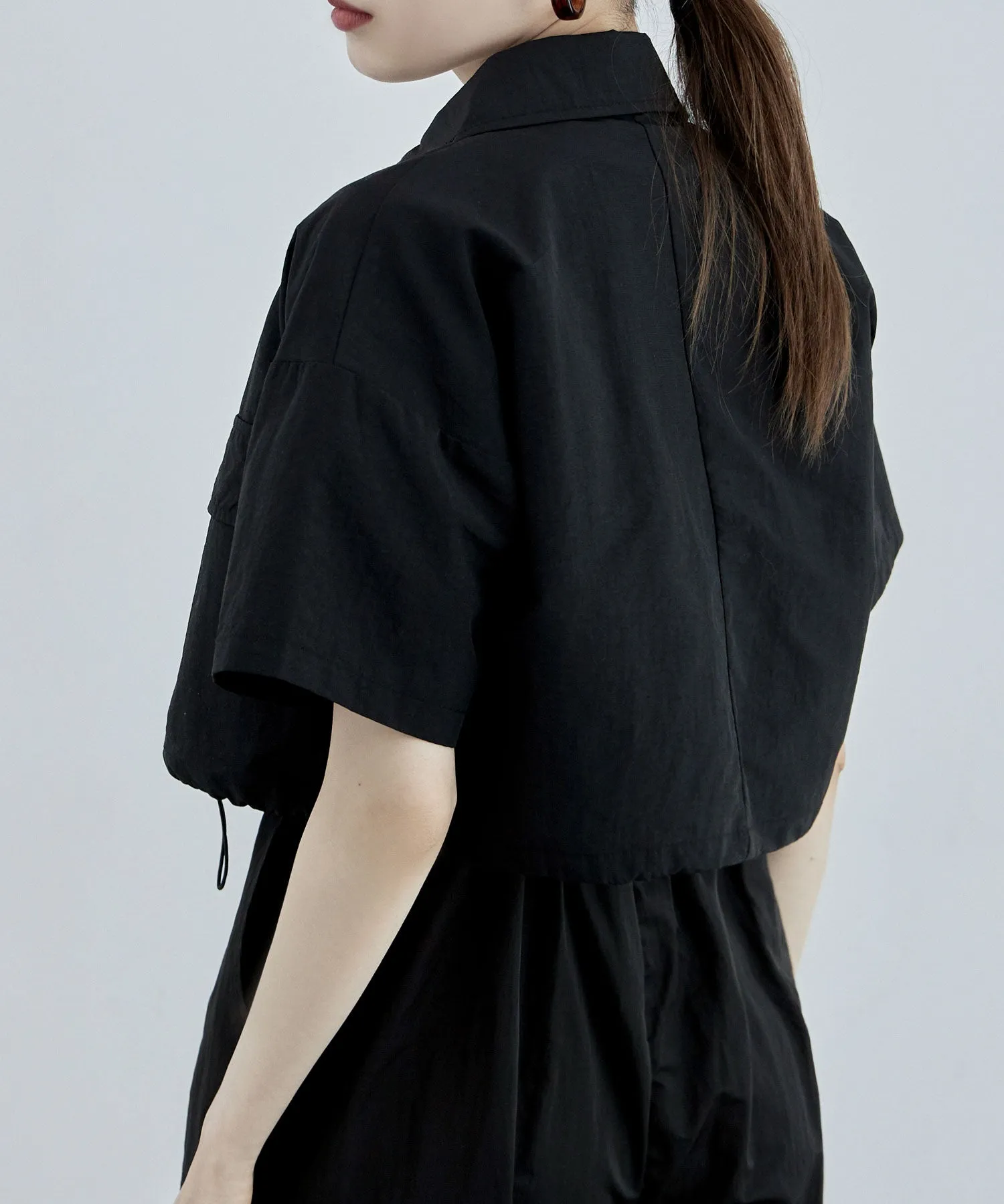 Nylon drawstringshort shirt