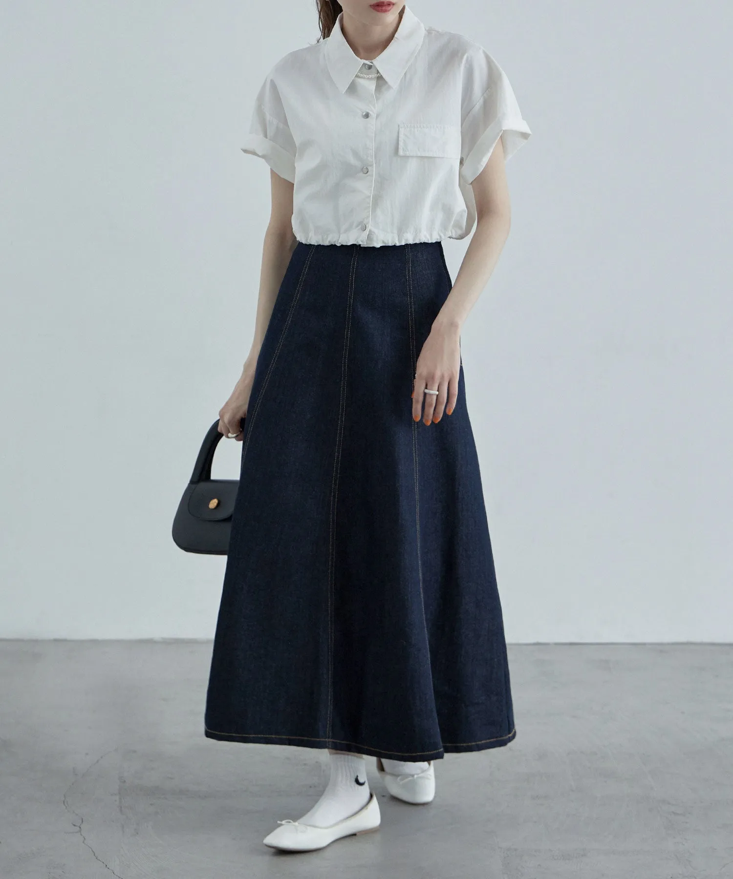 Nylon drawstringshort shirt