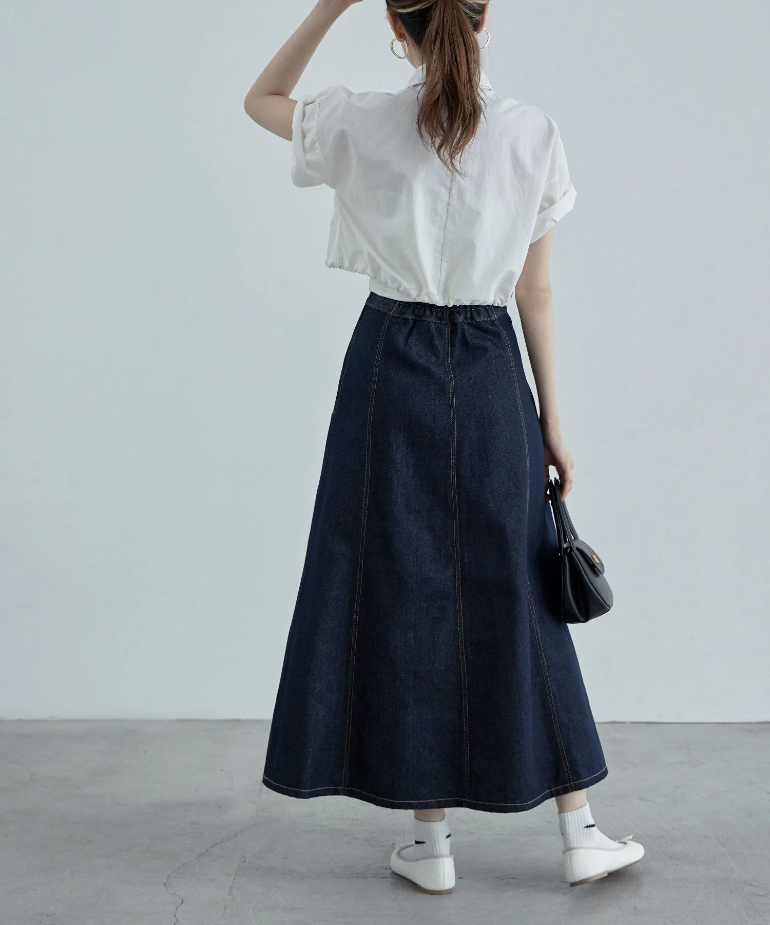 Nylon drawstringshort shirt