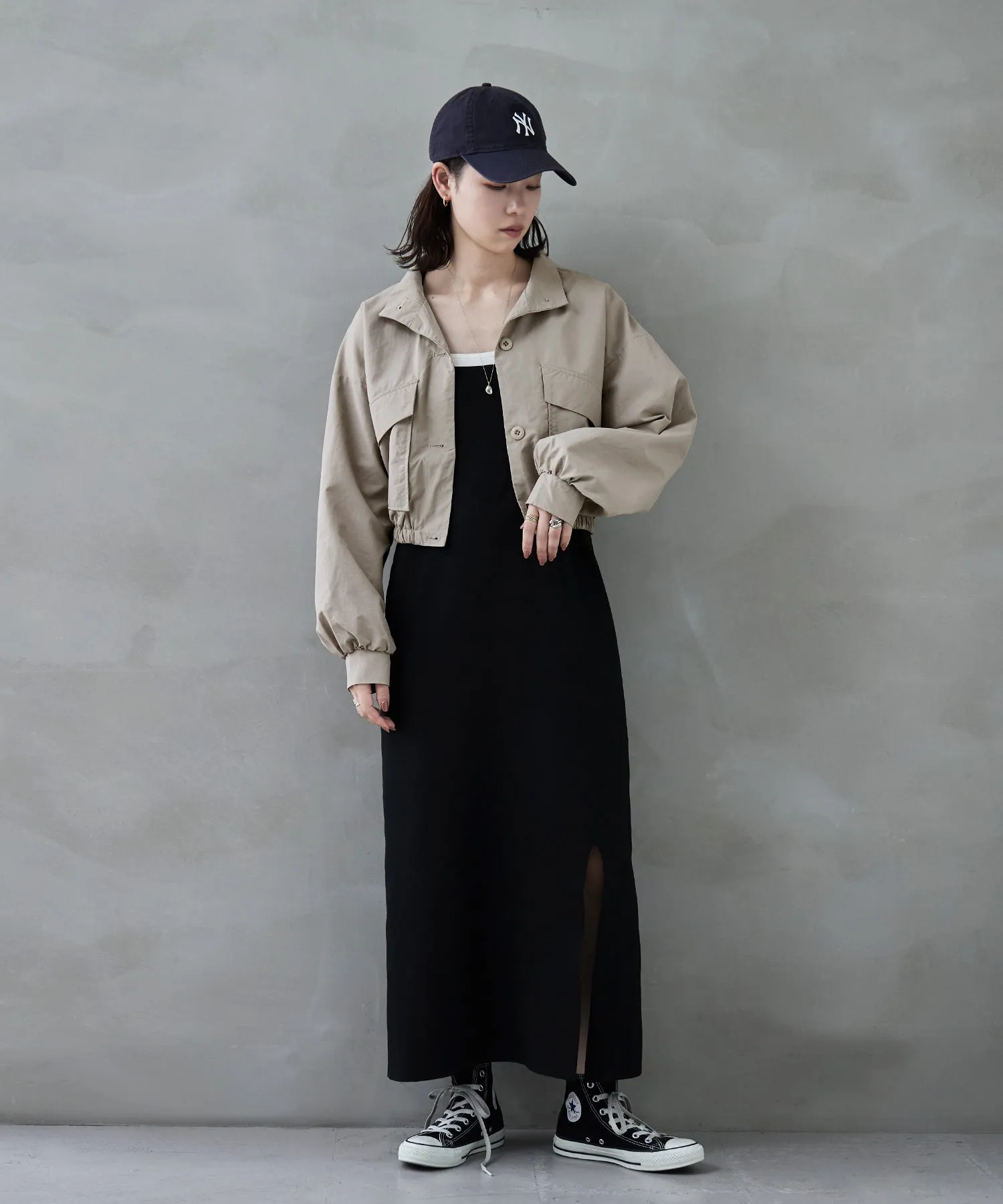 Nylon stand short jacket