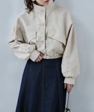 Nylon stand short jacket