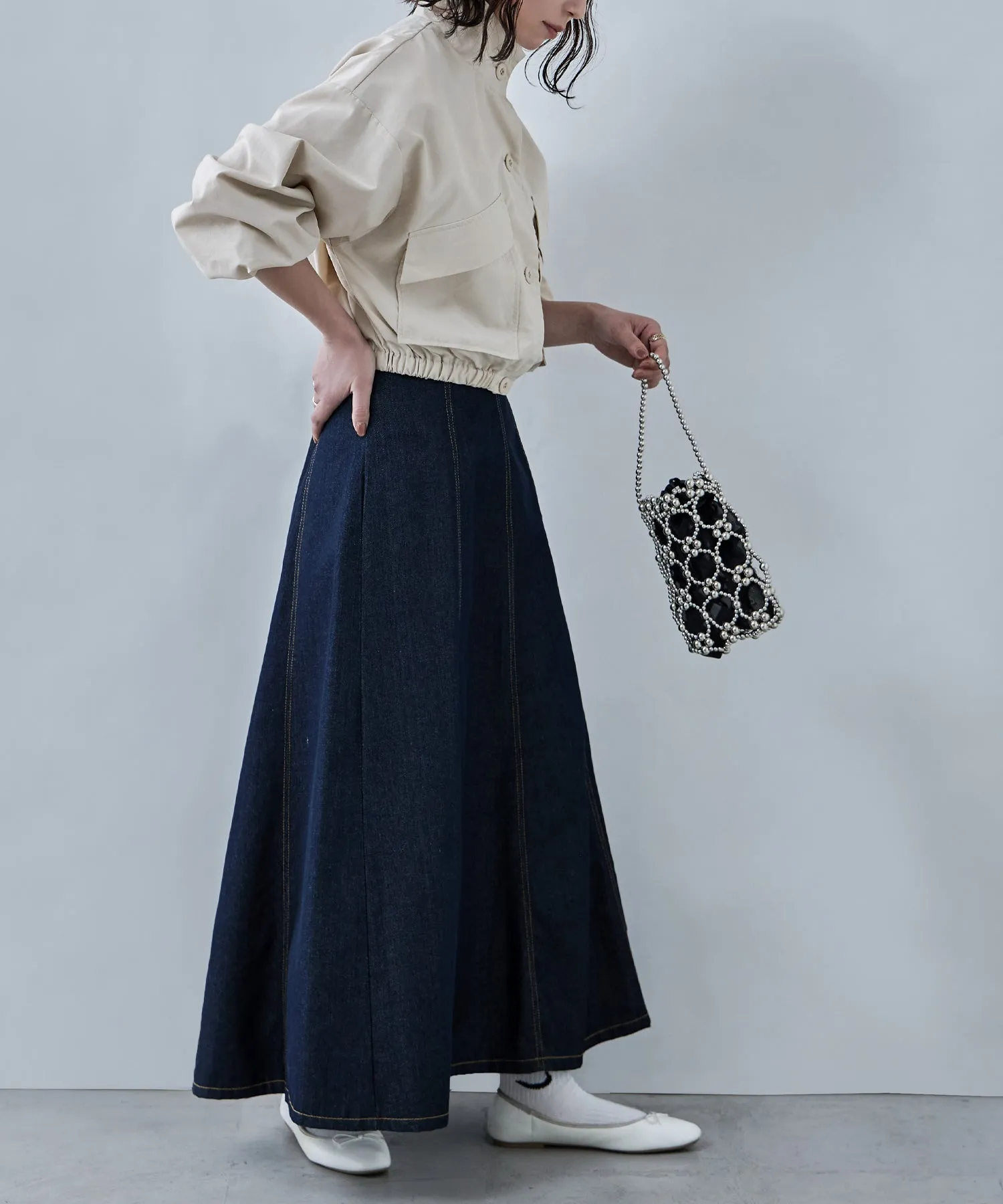Nylon stand short jacket
