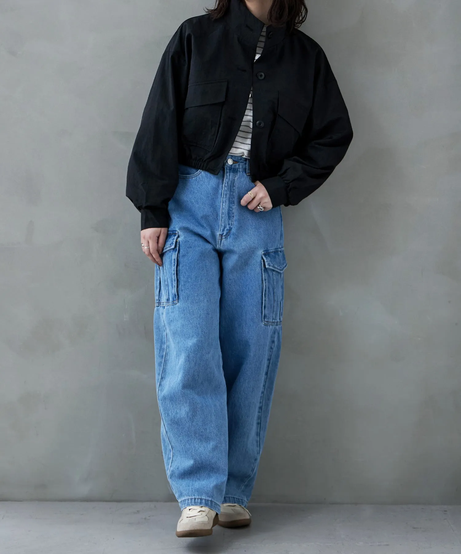 Nylon stand short jacket