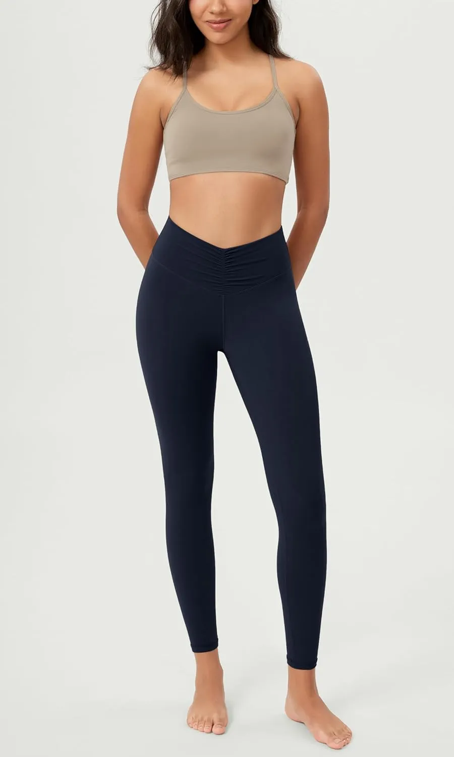 ODODOS Cloud Feeling Ruched Yoga Leggings for Women 25" / 28" High Waist Crossover Yoga Pants