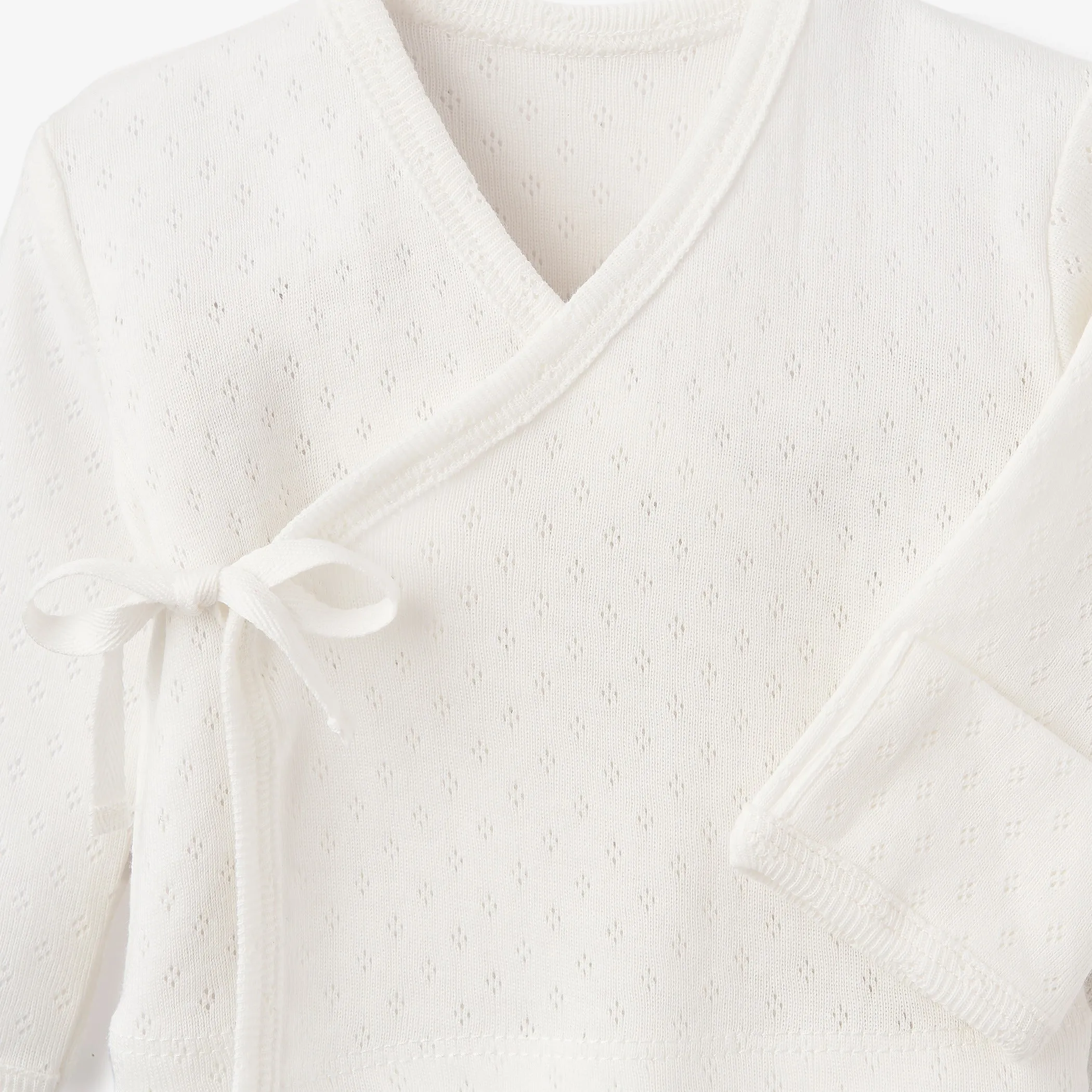 Organic Cotton Pointelle 3 Piece Preemie Layette Set with Gift Box