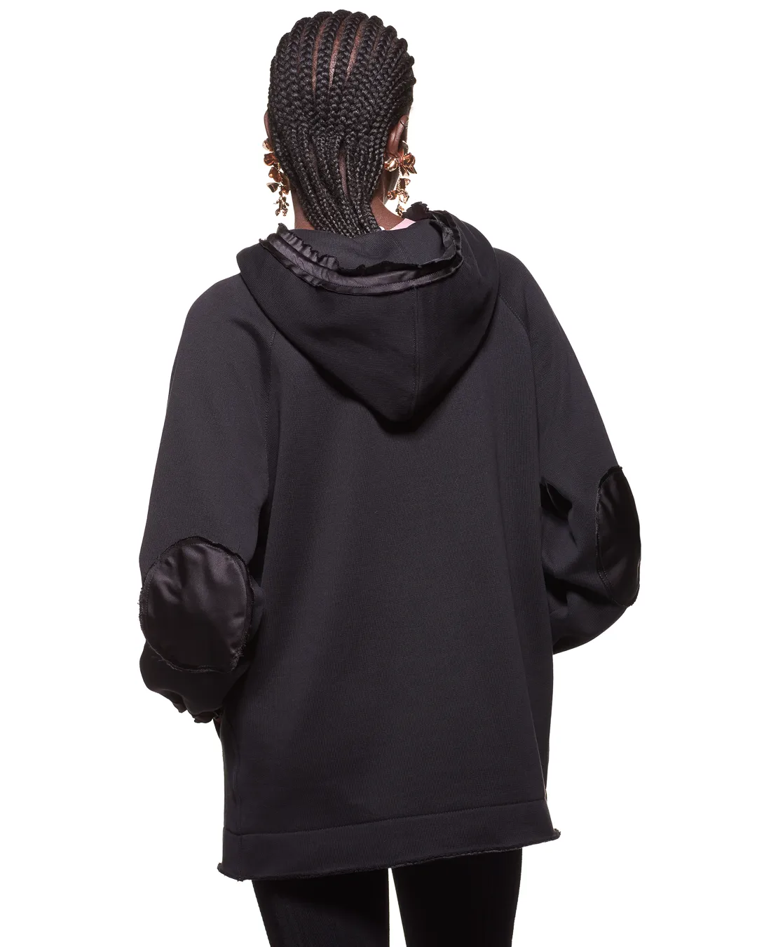 ORGANIC COTTON SEACELL BLEND HOOK AND EYE HOODIE - BLACK