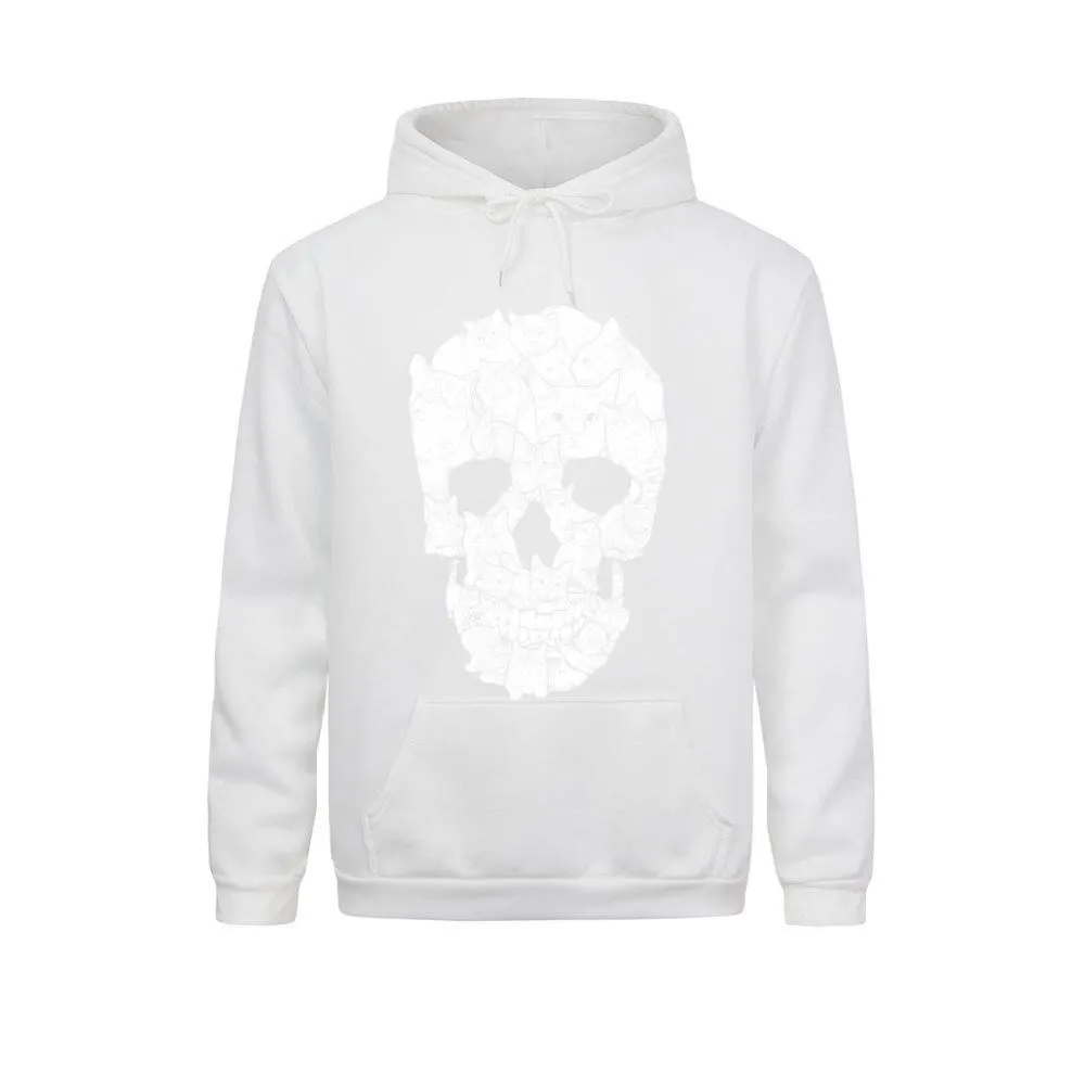 Oversize Men's Skull Print Hoodie / Rock Style Hoodie With Pockets / Male Clothing With Cats