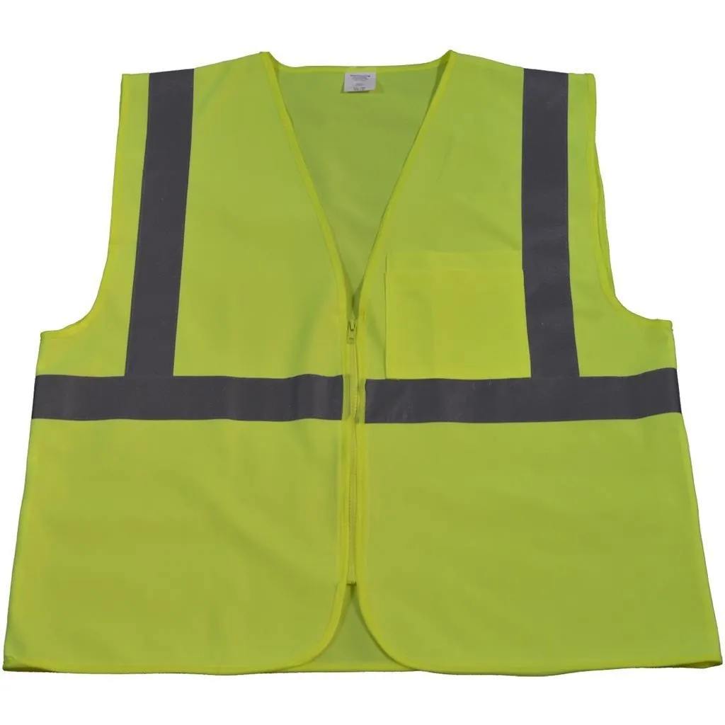 Petra Roc ANSI Class 2 Lime Safety Vest with Zipper Closure
