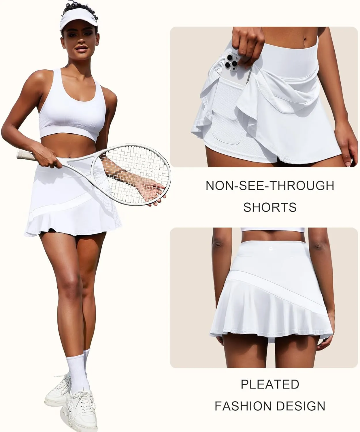 Pleated Tennis Skirts for Women with Pockets Athletic Golf Skirt with Shorts High Waisted Lightweight Workout Skirt