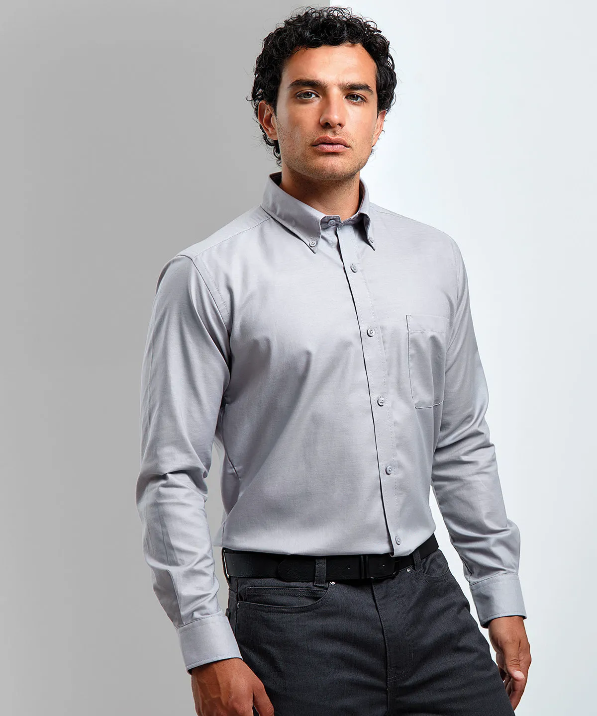 Signature Oxford long sleeve shirt | Silver